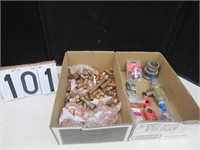 2 boxes copper fittings & plumbing items