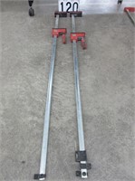 Pair of 60" Bessey wood bar clamps