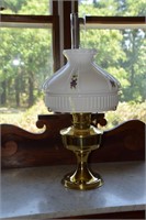 Aladin Brass Oil Lamp with Floral Shade