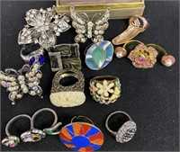 Lot of Ladies Costume Jewelry Rings and Pins