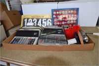 2 Electric Adding Machines, Campaign Buttons,