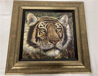 Framed Tiger Painting 18” x 18”