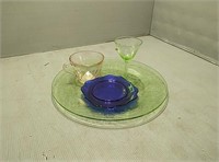 Green and pink depression ware
