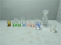 Flat of small glasses and a bell