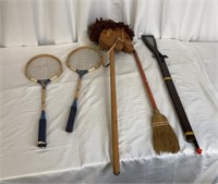 Vintage Pabst Blue Ribbon Badminton Rackets,