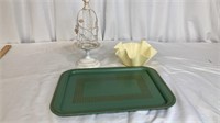 Vintage tray with decorative bowl & candle holder