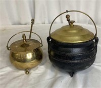 Cast iron & brass pots