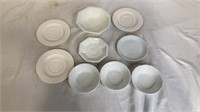 Unmatched saucers & bowls