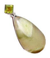 Natural Serpentine & Peridot Pendant