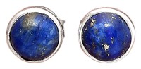 Natural Lapis Lazuli Round Earrings