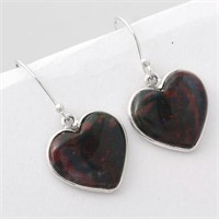 Natural Heart Shape Blood Stone Earrings