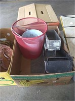 Box of trashcan, planters, and more
