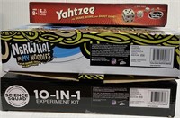3 CHILDRENS GAMES NARWHAL NOODLES YAHTZEE SCIENCE