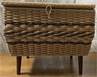 VINTAGE WEAVE SEWING BASKET AND CONTENTS