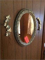 stitchwork framed, wall mirror