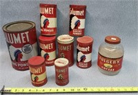 Calumet Baking Powder Tins & Folger's Jar