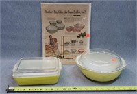 2-Pyrex Casserole Dishes & Pyrex Adv.