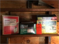 shelf of floodlight, sharpener, glue gun