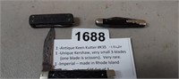 (3) KNIVES, THE KEEN CUTTER HAS 1 BLADE MISIING