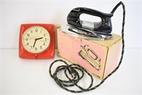 GE ELECTRIC RED CLOCK   - GE IRON