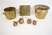 2 BRASS PLANTERS, SWITCH COVER, SET OF BELLS