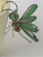 Dragon fly stained glass planter ecoration