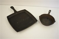 10" SQUARE SKILLET & 6" FRY PAN - CAST IRON