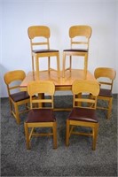 MID CENTURY TABLE & 6 CHAIRS - OPEN 66.5"