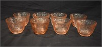 8 PINK DEPRESSION CUPS - 2.5"