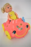 MATTEL TOY CAR AND DOLL - BATTERY OPERATED-WORKS
