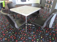 Five Assorted Stainless Steel Tables and Twelve Bl