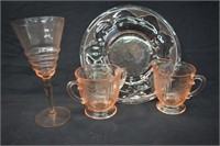 4 PIECES OF PINK DEPRESSION GLASS