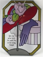 Stained glass red hat society decor
