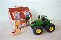 Plastic John Deere Tractor & School House