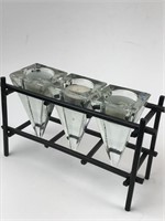 Decorative metal and glass candle holder