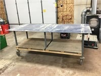 Heavy Duty rolling metal top shop table