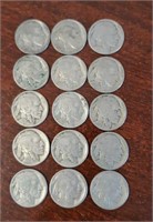 (15) Buffalo Nickels