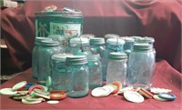 Ball Mason Jars, Tin Milk Bottle Caps