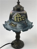 Courier and Ives hand painted lamp