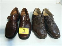 2 PAIR JOHNSTON & MURPHY MEN'S DRESS SHOES: BROWN