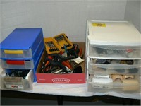 FLAT OF CLAMPS AND DRILL BITS, 2 PLASTIC DRAWER