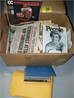 BOX WITH VINTAGE PAPER: NEWSPAPER HEADLINES,