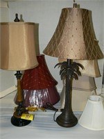 2 TABLE LAMPS, 6 LAMP SHADES