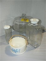 CAKE STAND WITH DOME, FRIDGE WATER BBOTTLE, SALAD