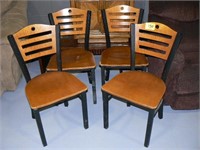 SET OF 4 WOOD AND METAL CHAIRS