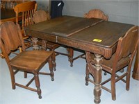36" X 48" ANTIQUE OAK DINING TABLE WITH PRESSED