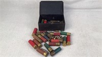 Metal Box of Vintage Shotgun shells/ammunition