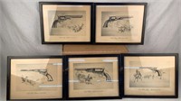 Colt's 5 Vintage prints of Single-action revolvers
