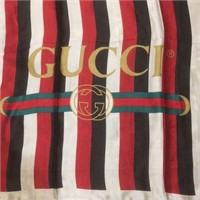 Gucci unisex striped silk long scarf in box