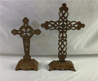 2 decorative iron crosses 12" & 16”